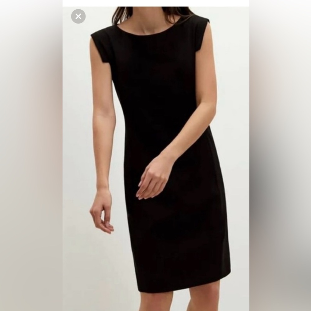 MM Lafleur Black Midi Cap-Sleeve Sheath Dress